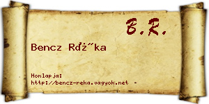 Bencz Réka névjegykártya